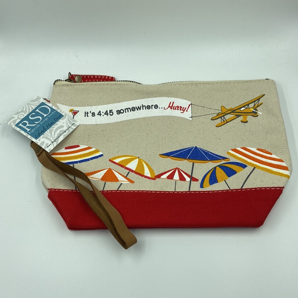 “It’s 4:45 Somewhere” canvas wristlets.